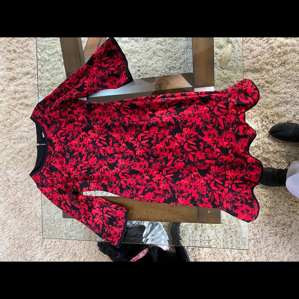 Red floral dress